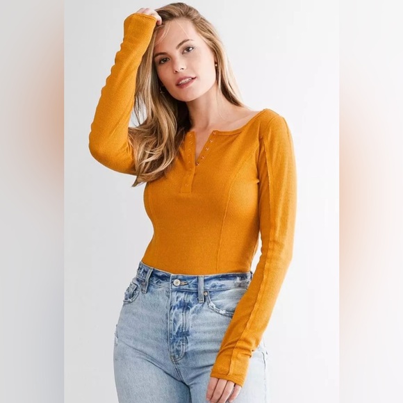NWT Free People Sloane Bodysuit in Amber, Various Sizes - Picture 5 of 14